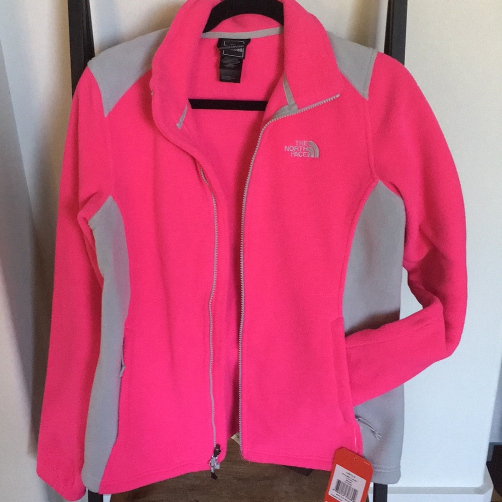 The North Jacket in Pink/Gray. Women’s size medium